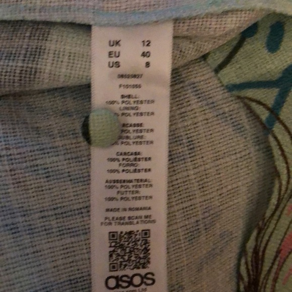 ASOS Peekaboo Waist Vacation Beachy Luau Textured Tropical Print Maxi Dress S/8 - Picture 12 of 12